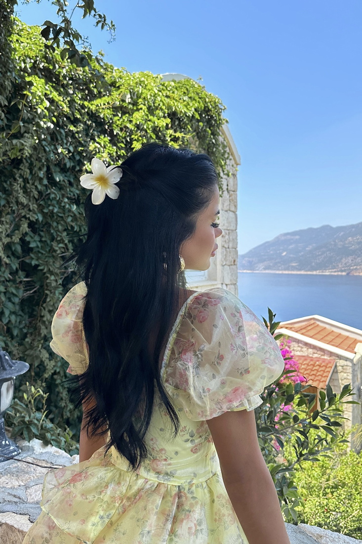 Beyaz Çiçekli Lotus Toka ATEL2214 - EYYO