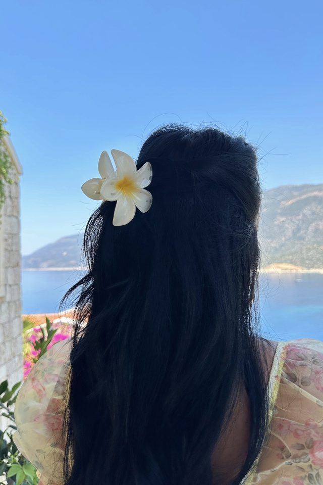 Beyaz Çiçekli Lotus Toka ATEL2214 - 3