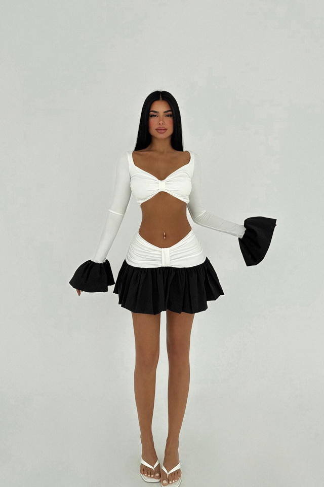 Beyaz Sparkly Etek Üst Takım ATE-2533 