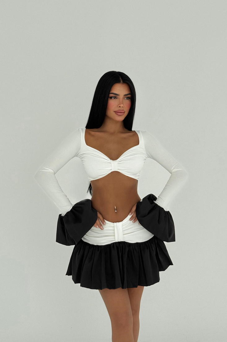 Beyaz Sparkly Etek Üst Takım ATE-2533 - EYYO