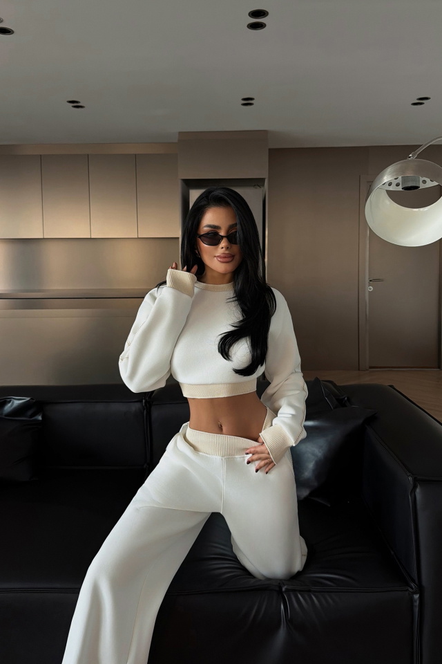 Beyaz Quill Eşofman Takımı ATE-4083 - 2