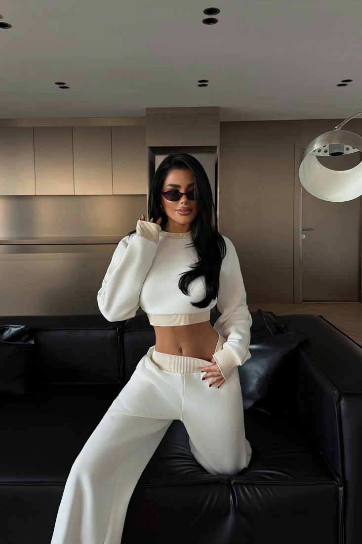 Beyaz Quill Eşofman Takımı ATE-4083 - EYYO