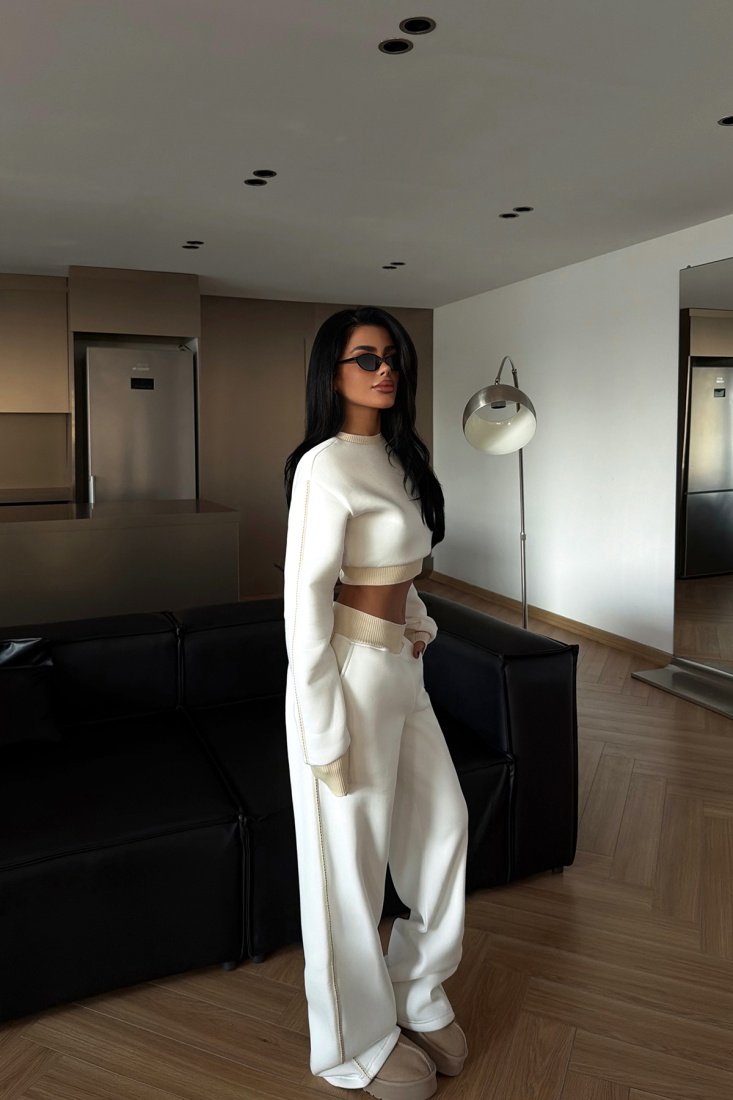 Beyaz Quill Eşofman Takımı ATE-4083 - EYYO