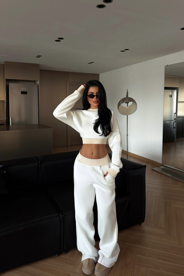 Beyaz Quill Eşofman Takımı ATE-4083 