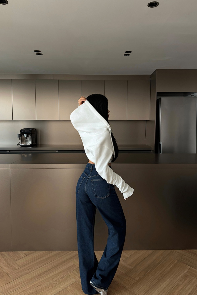 Beyaz Caiden Crop Hırka ATE-4856 - 4