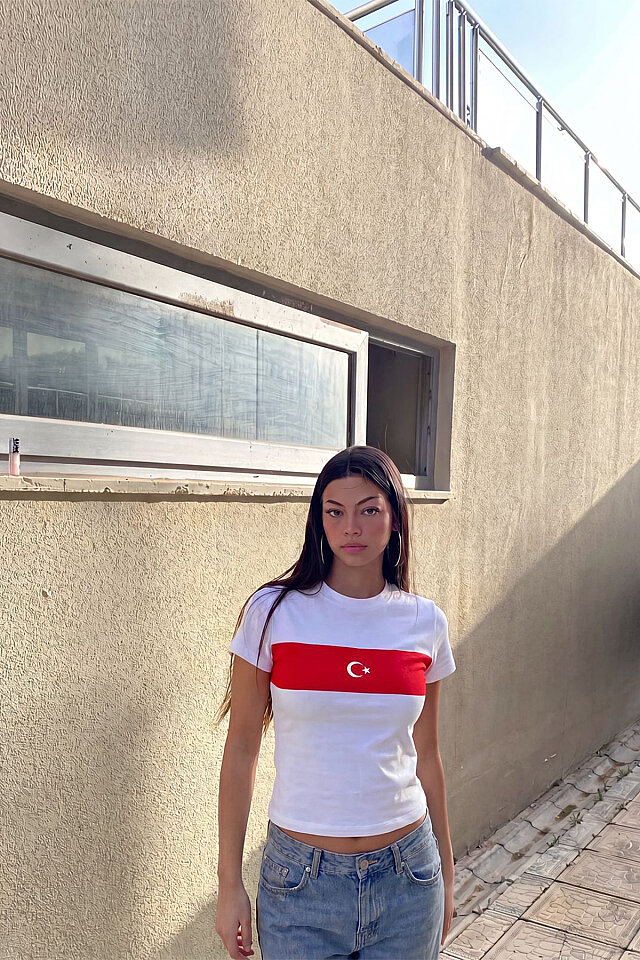 Beyaz Kalpten Ay Yıldız Tshirt ATE-6096 - 4