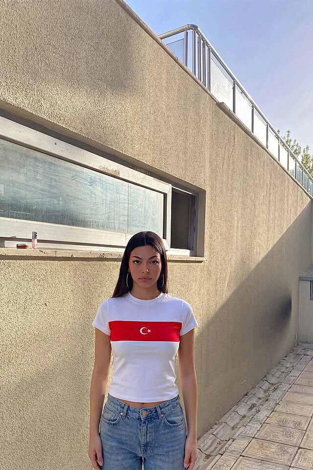 Beyaz Kalpten Ay Yıldız Tshirt ATE-6096 - 5