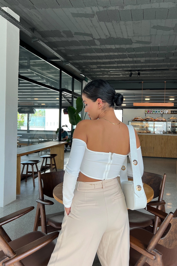 Beyaz Crop Top ATE2011 - gecce