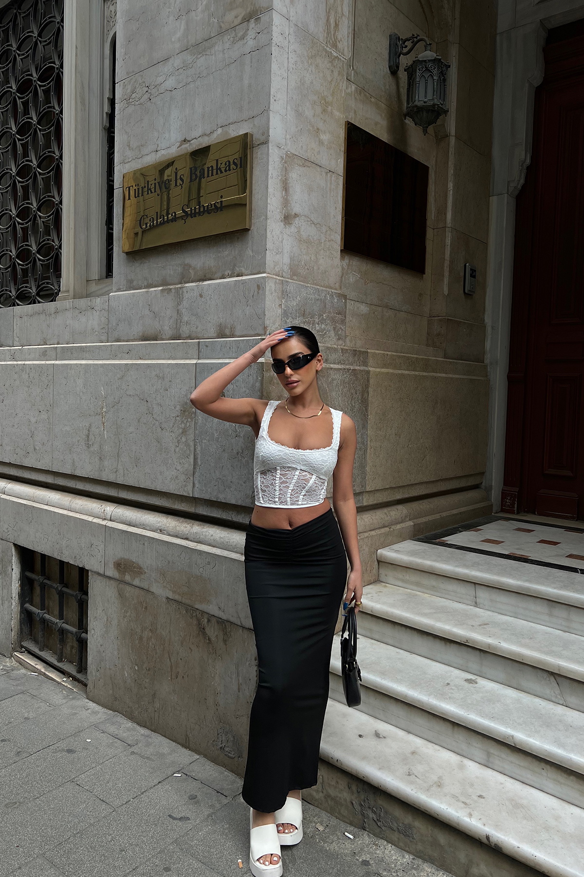 Beyaz Dantel Detay Crop Top - 4