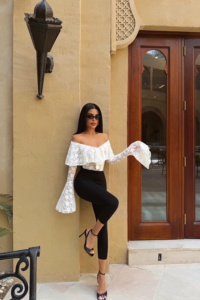 Beyaz Braulia Dantel Bodysuit ATE-4756 - 4