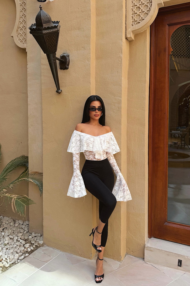 Beyaz Braulia Dantel Bodysuit ATE-4756 - 2