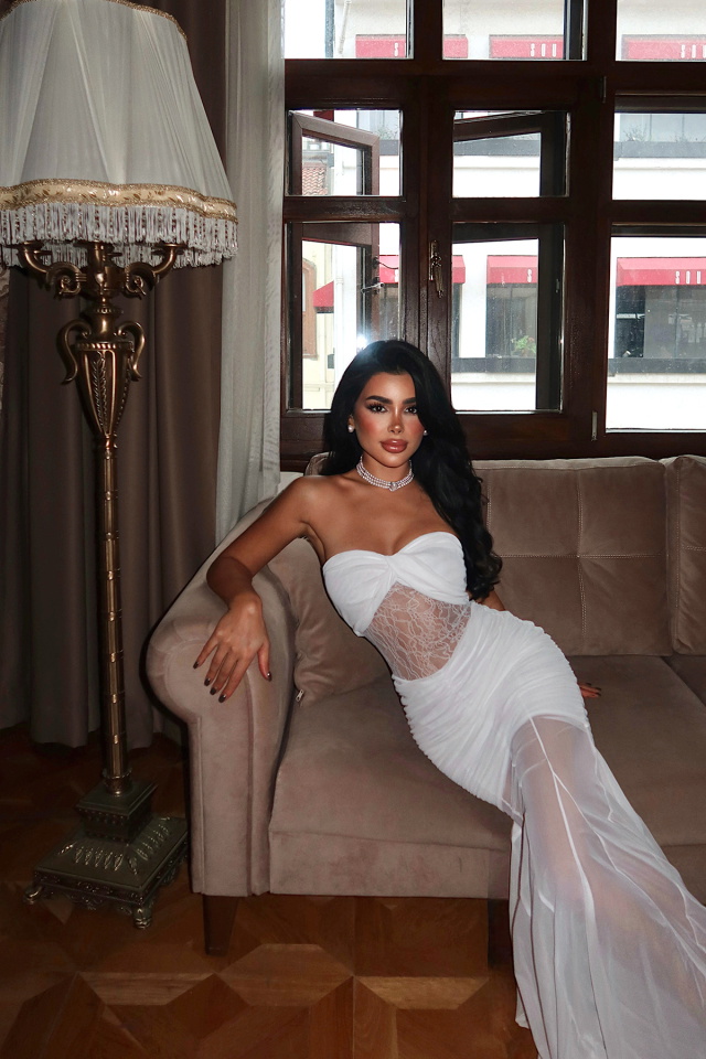 Beyaz Priscilla Dantel Detaylı Elbise ATE-3595 - 4