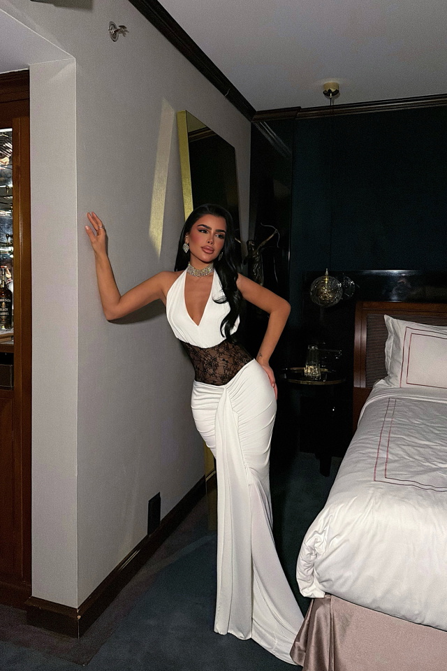 Beyaz Elysia Dantel Detaylı Elbise ATE-3839 - 2