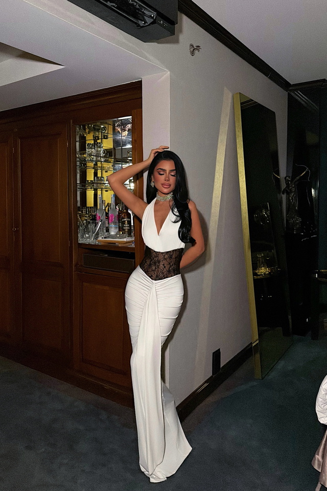 Beyaz Elysia Dantel Detaylı Elbise ATE-3839 - 3