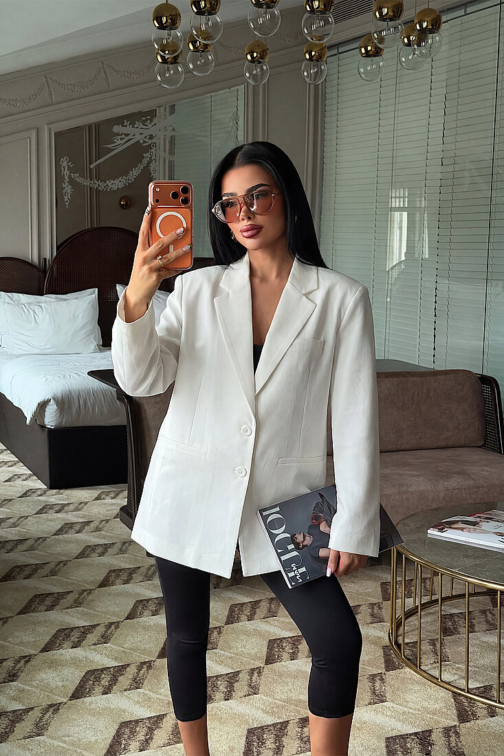 Beyaz Sidrit Oversize Blazer (1)