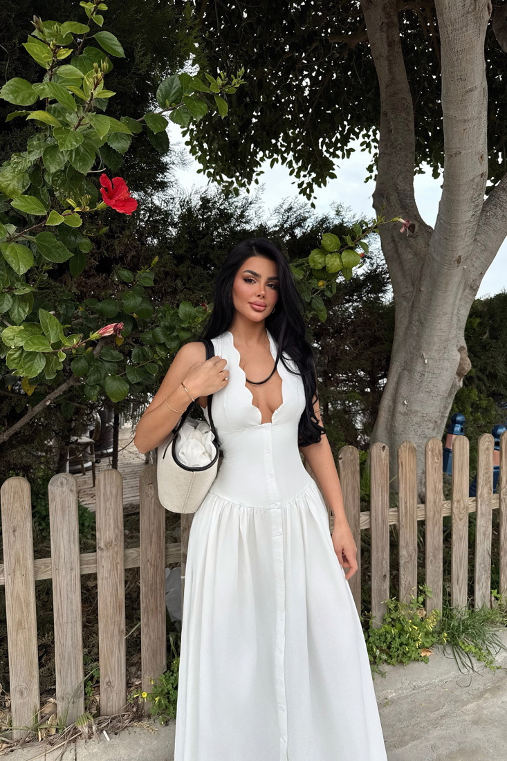 Beyaz Emilie Uzun Elbise ATE-2343 - EYYO