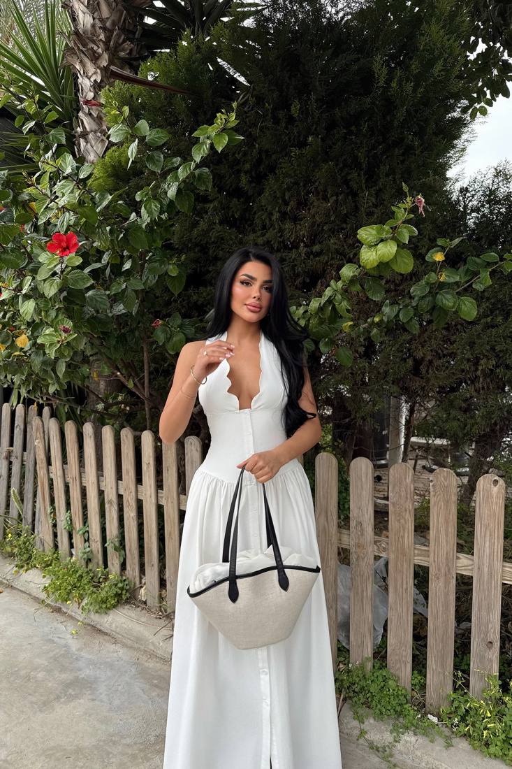 Beyaz Emilie Uzun Elbise ATE-2343 - EYYO