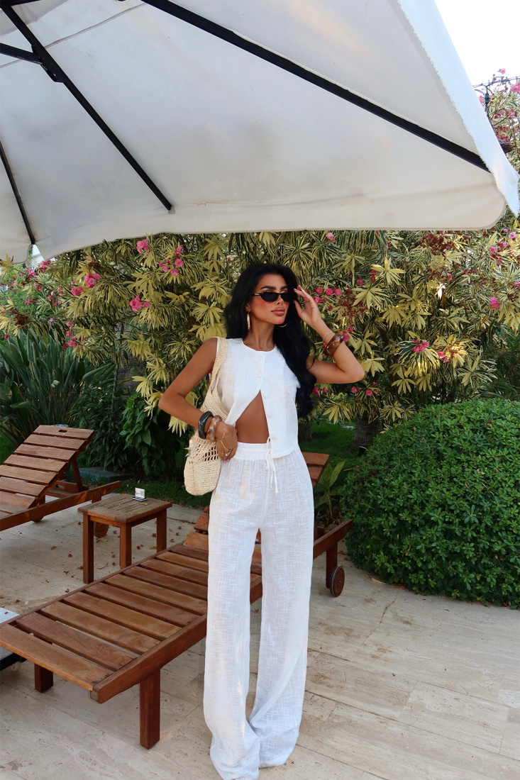 Beyaz Eliza Keten Takım ATE-3167 - EYYO