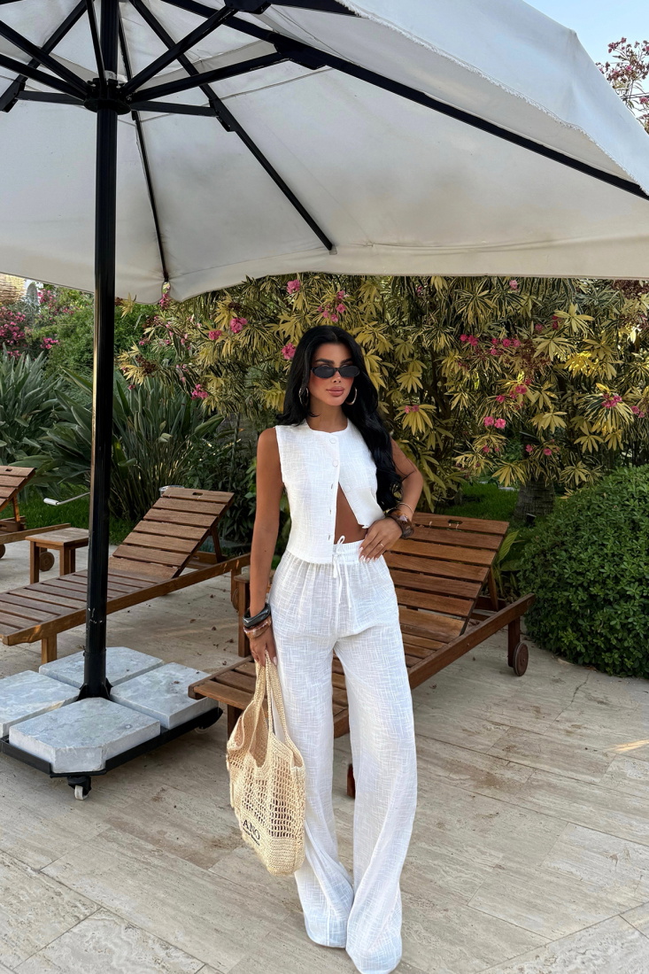 Beyaz Eliza Keten Takım ATE-3167 - EYYO