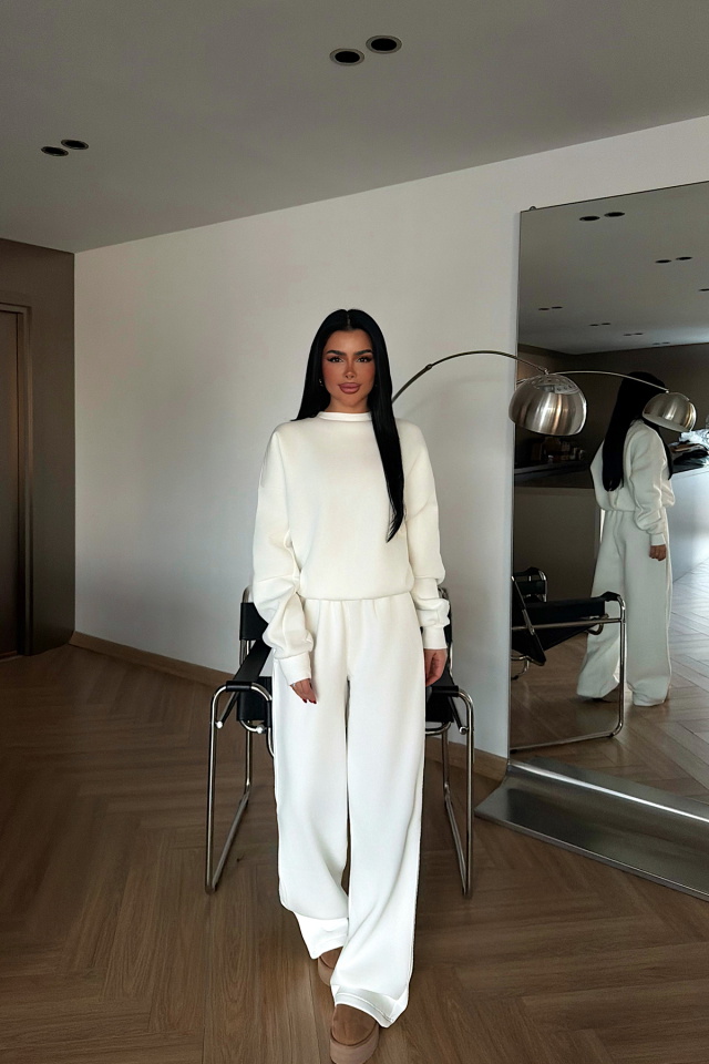 Beyaz Valenty Eşofman Takımı ATE-4158 - 2