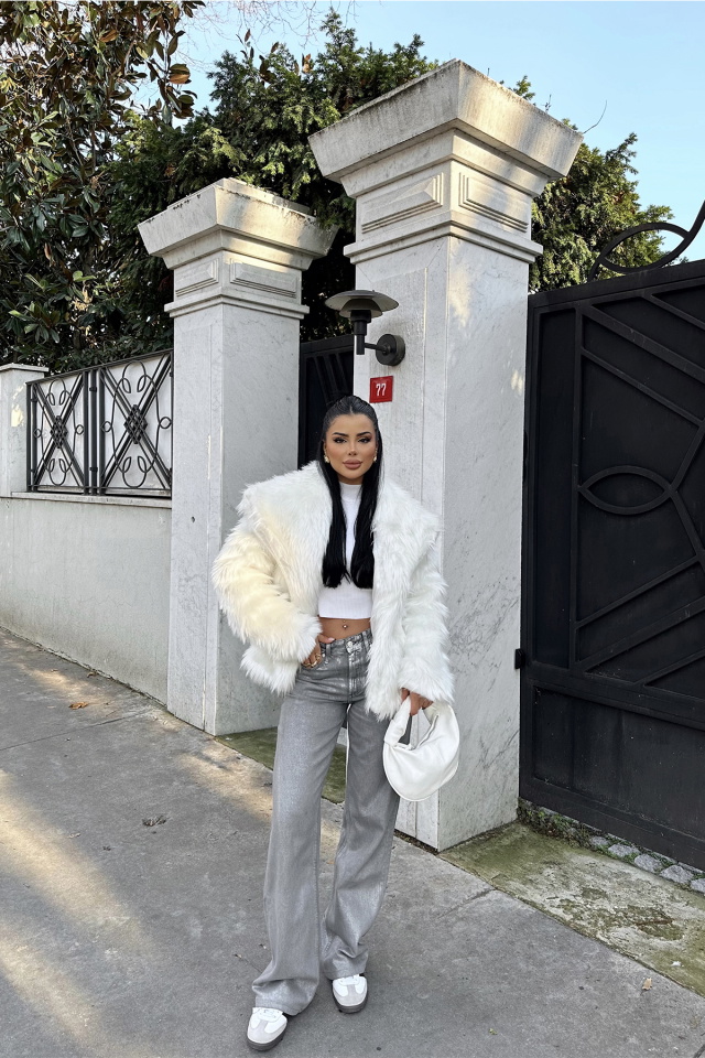 Beyaz Eva Kısa Kürk ATE-0681 - 9