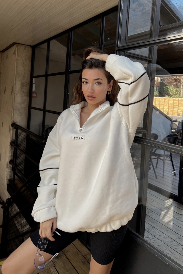 Beyaz Eyyo Baskılı Basic Sweat ATE3322 - 7