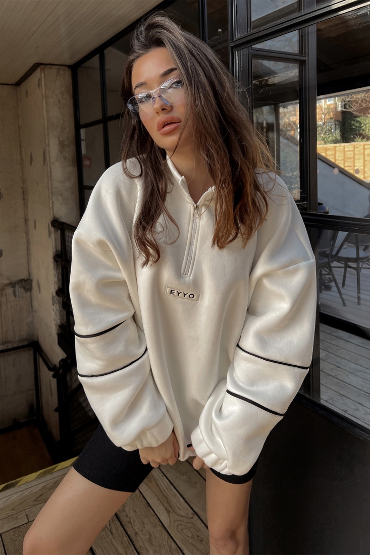 Beyaz Eyyo Baskılı Basic Sweat ATE3322 - EYYO ATELIER