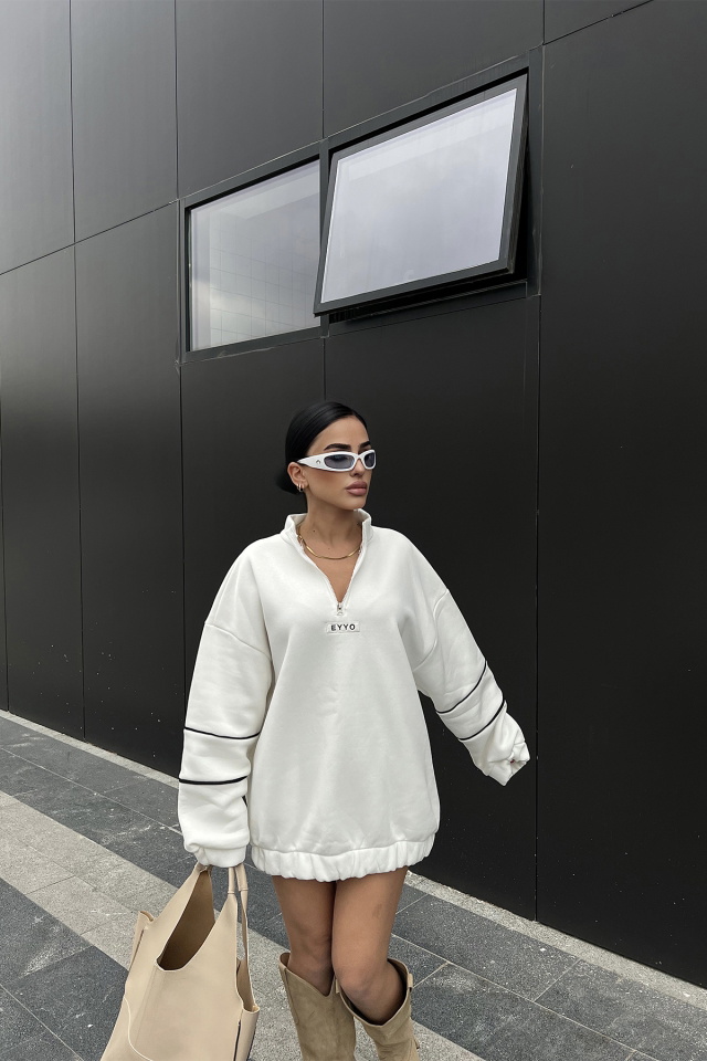 Beyaz Eyyo Baskılı Basic Sweat ATE3322 - 1