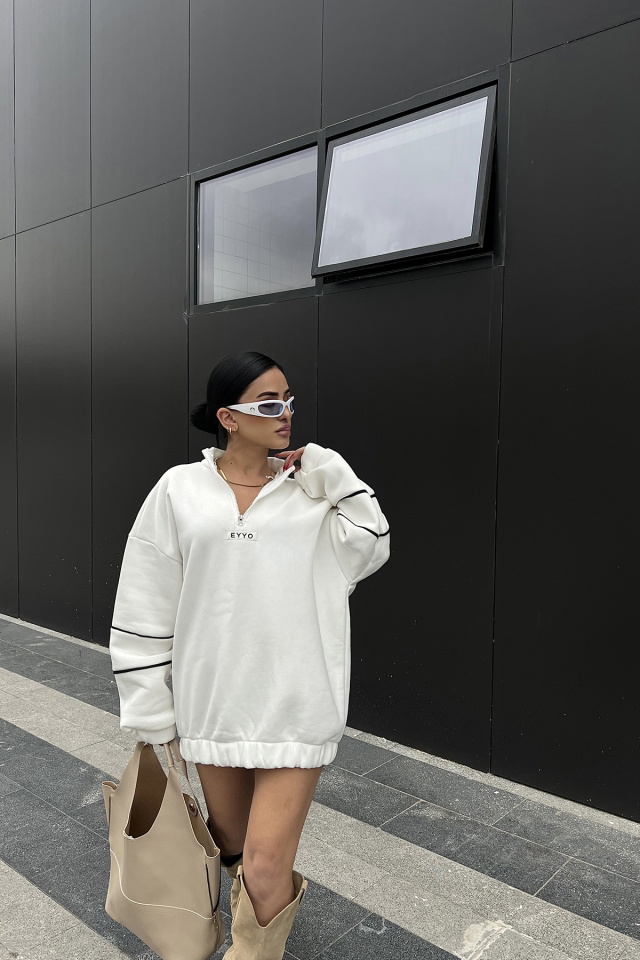 Beyaz Eyyo Baskılı Basic Sweat ATE3322 - 8