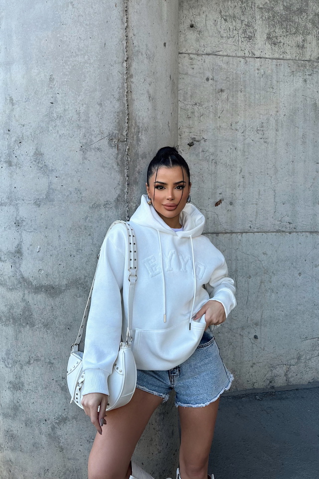 Beyaz Dove Eyyo Nakışlı Sweat ATE-0799 