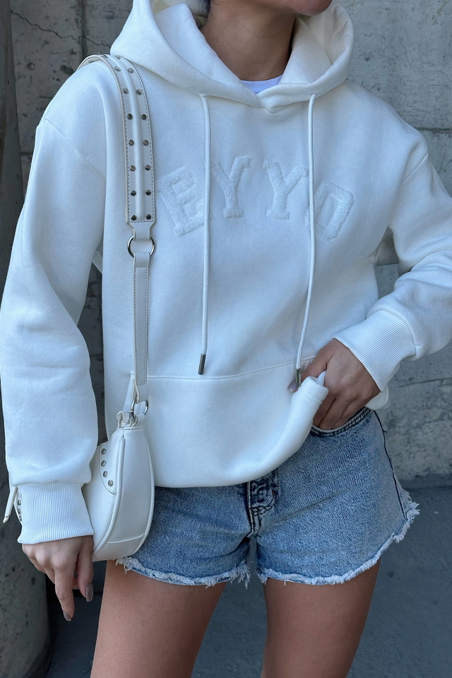 Beyaz Dove Eyyo Nakışlı Sweat ATE-0799 - 2