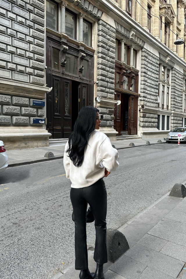 Beyaz Fermuar Detay Cepli Ceket ATE8553 - 5