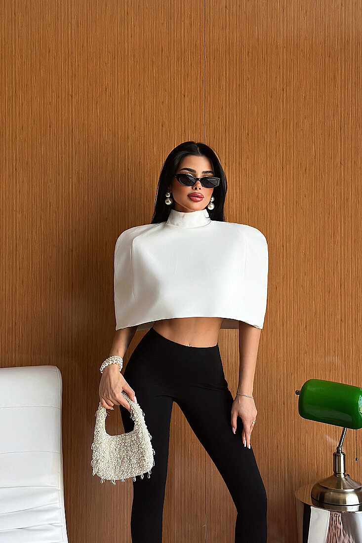 Beyaz Suuti Crop Bluz ATE-5301 - EYYO