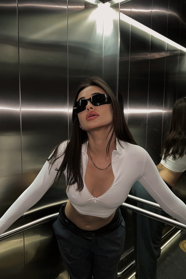 Beyaz Fermuar Detay Crop Top ATE3672