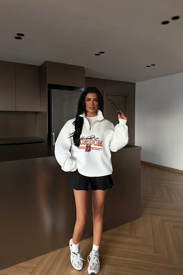 Beyaz Kitanya Sweatshirt ATE-4610 - EYYO