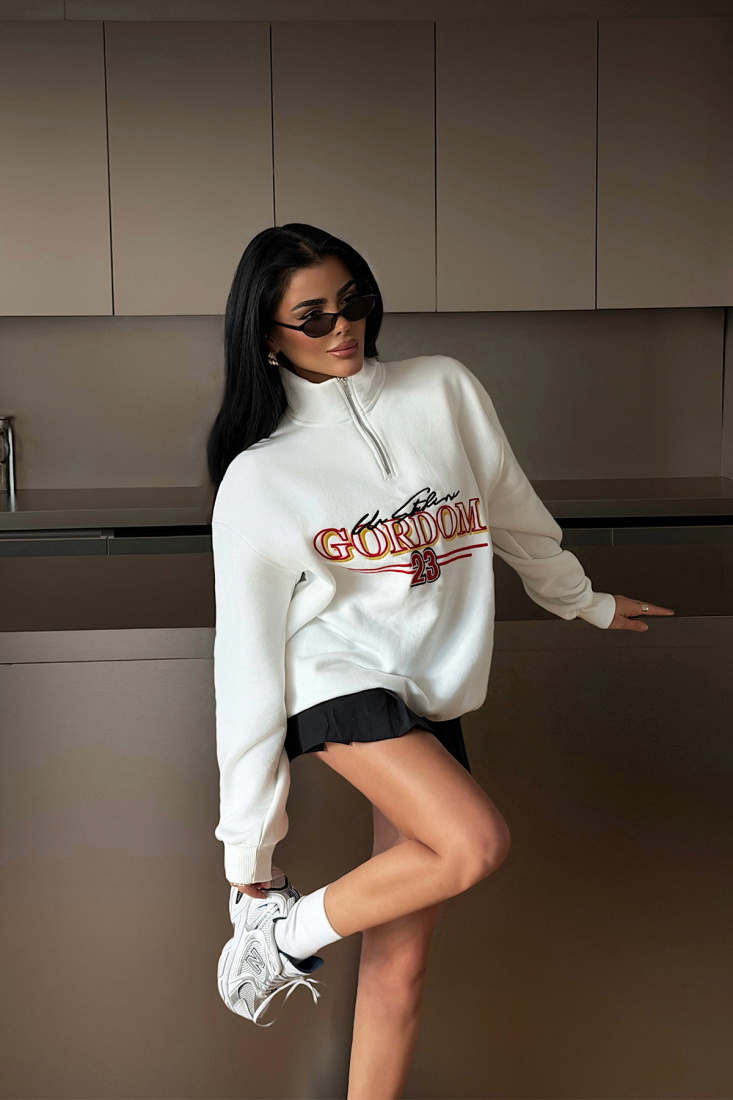 Beyaz Kitanya Sweatshirt ATE-4610 - EYYO