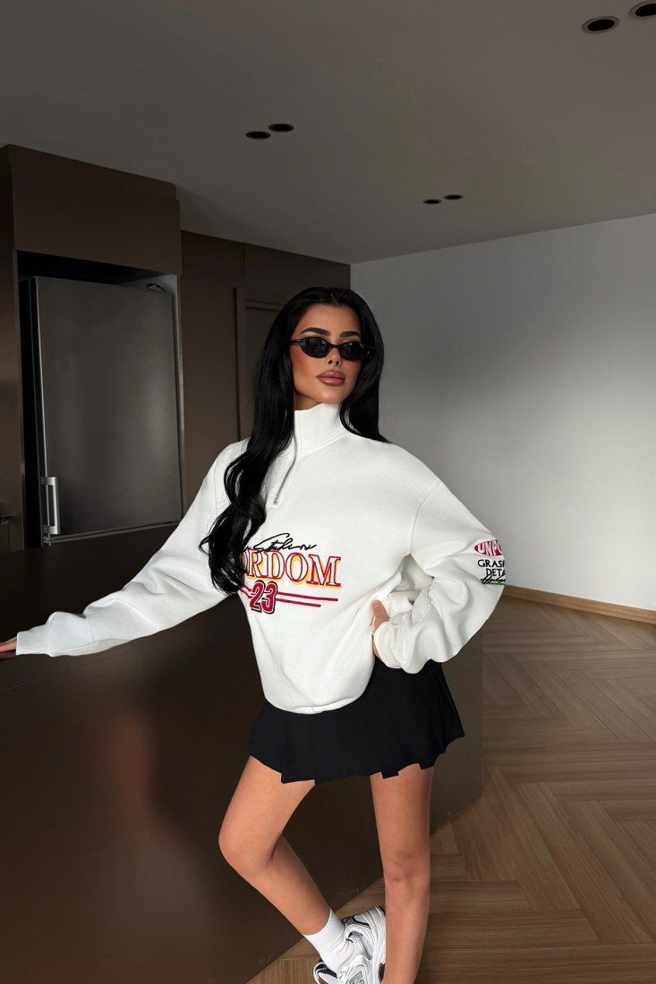 Beyaz Kitanya Sweatshirt ATE-4610 - EYYO