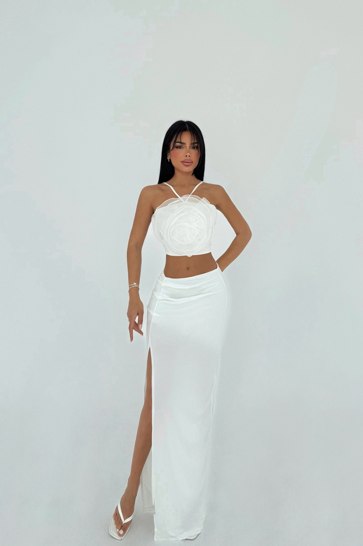 Beyaz Gül Detay Etekli Takım ATE-1577 - EYYO