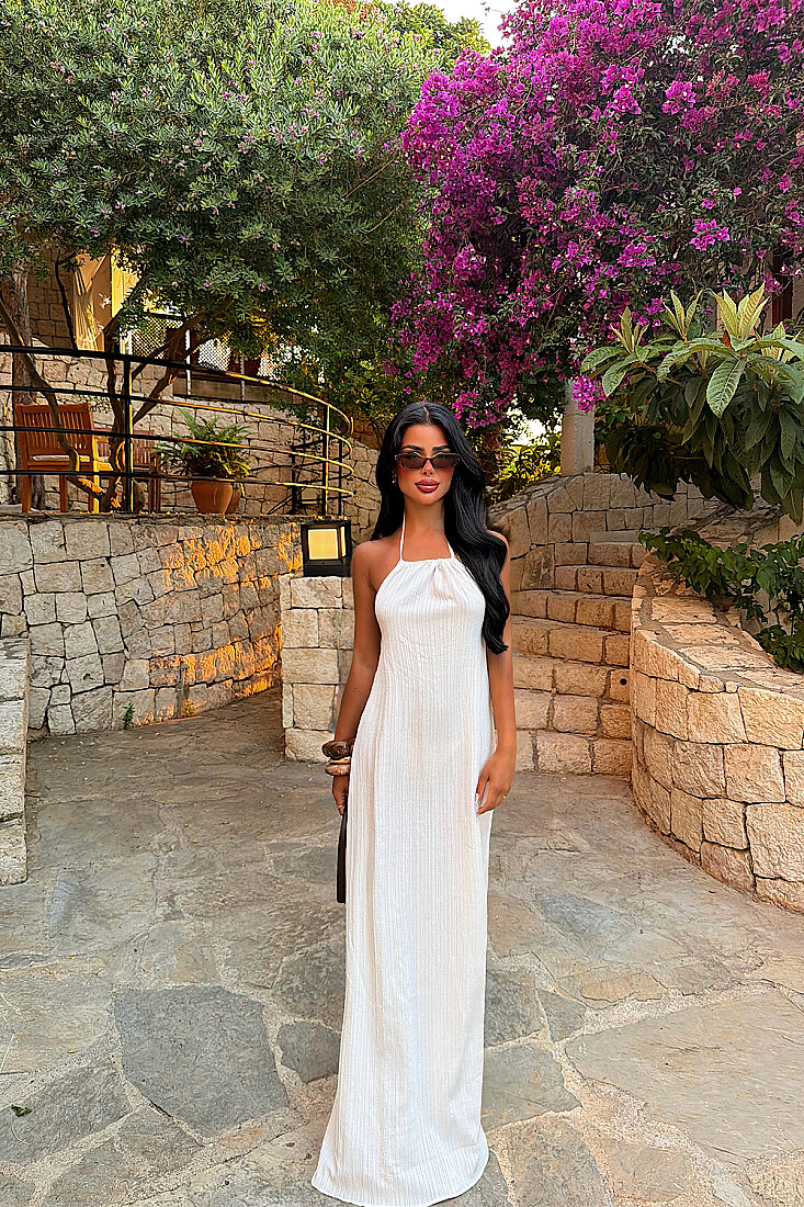 Beyaz Hebbi Elbise ATE-5225 - EYYO