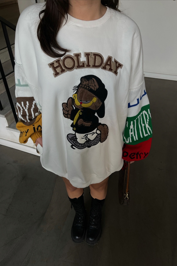 Beyaz Holıday Baskılı Sweat ATE3212 - EYYO