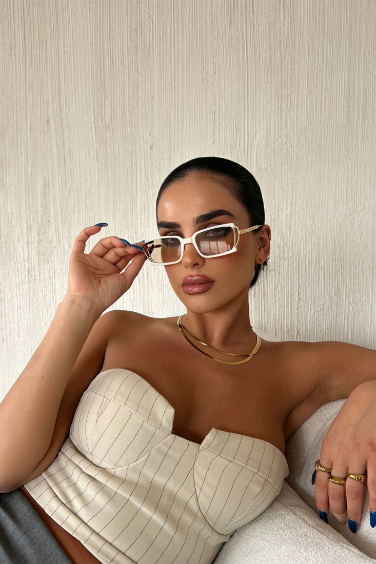 Beyaz İnce Çerçeveli Gözlük ATE6722 - EYYO