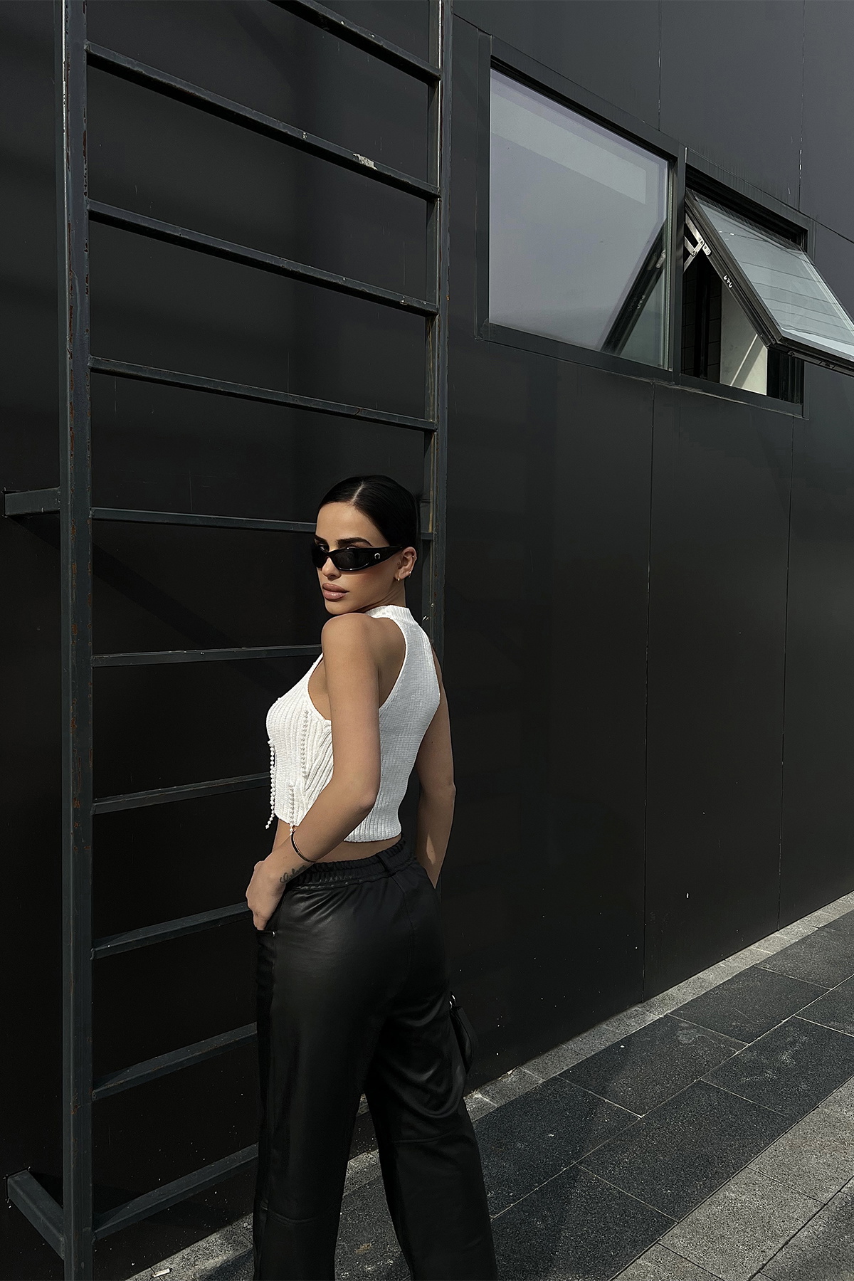 Beyaz İnci Detay Crop Top ATE4732 - 4