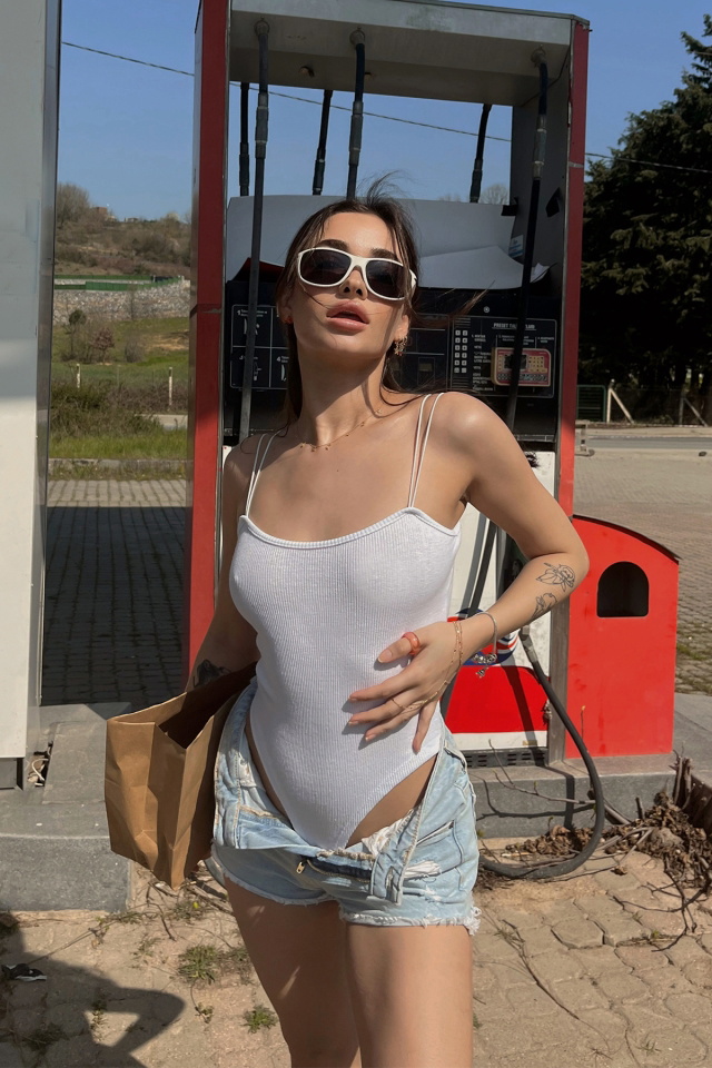 Beyaz İp Askılı Bodysuit ATE4938 - 4