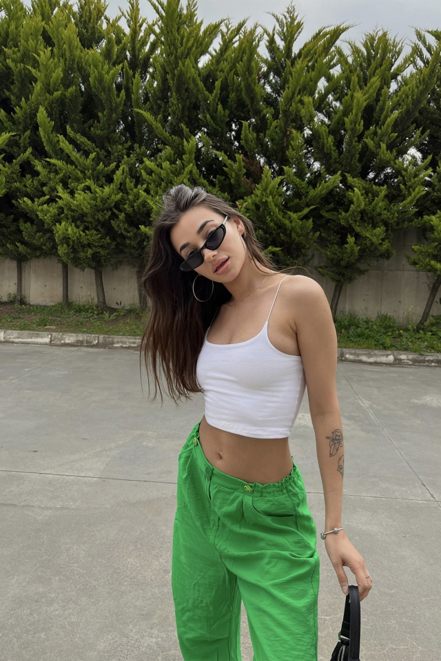 Beyaz İp Askılı Crop Top ATE6703 - 3