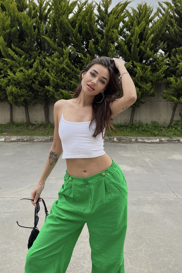 Beyaz İp Askılı Crop Top ATE6703 - 4