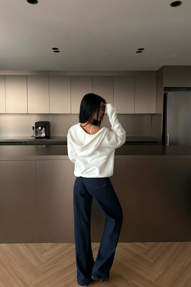 Beyaz Medias Kapüşonlu Hırka ATE-4868 - 4