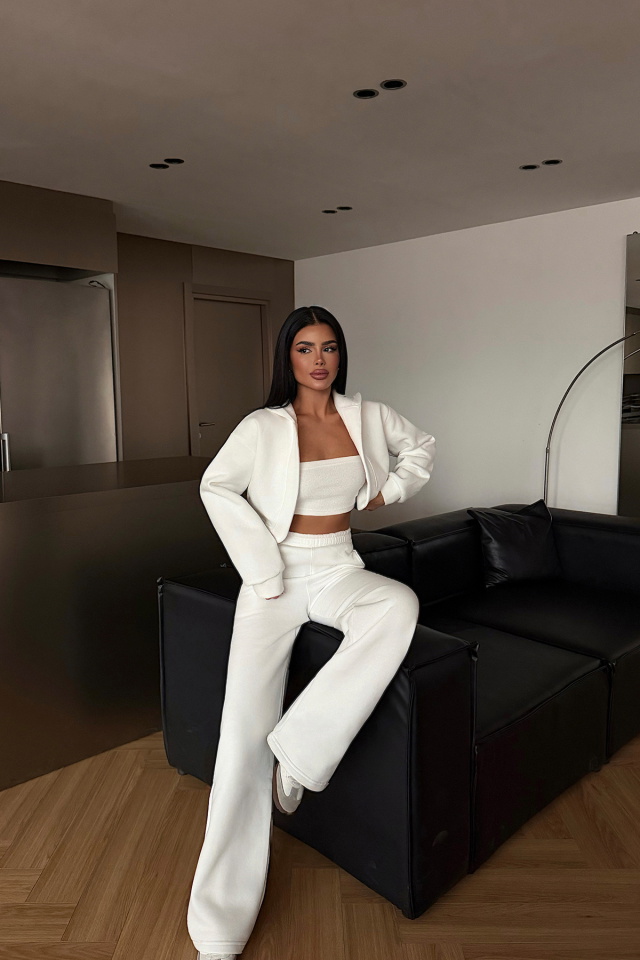 Beyaz Zahara Üçlü Eşofman Takımı ATE-4815 