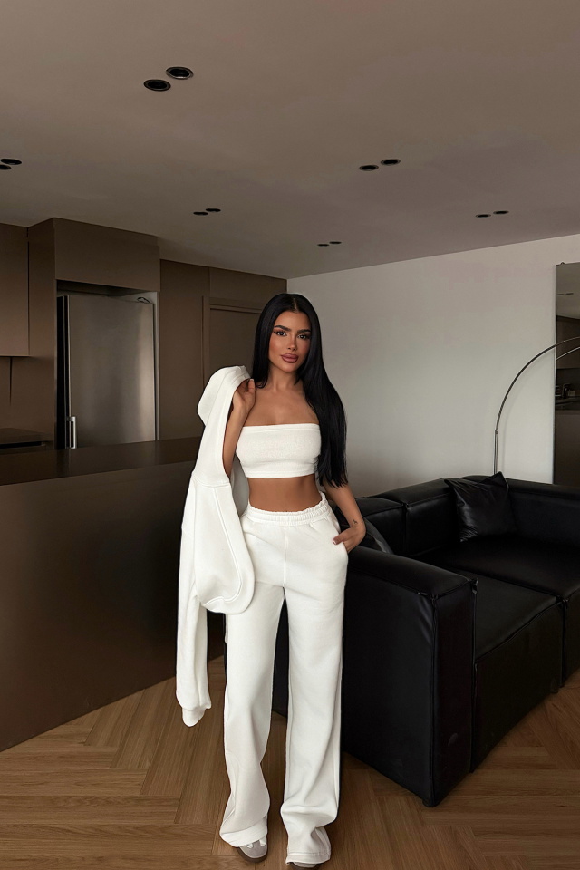 Beyaz Zahara Üçlü Eşofman Takımı ATE-4815 - 2