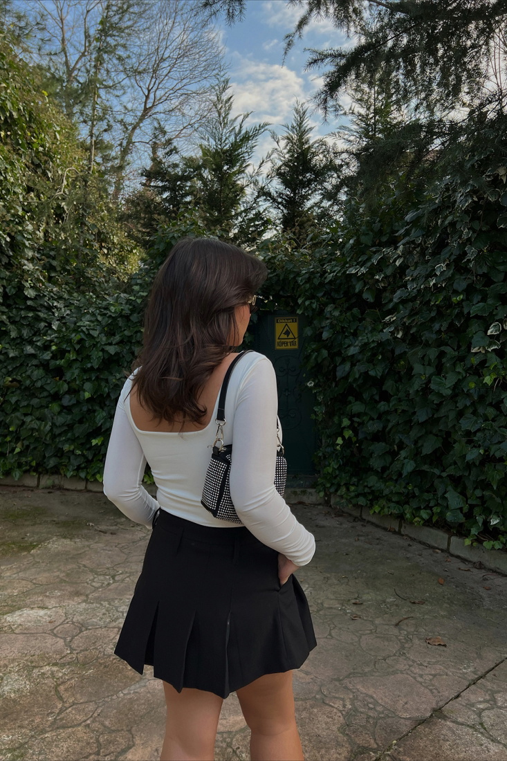 Beyaz Kare Yaka Bodysuit ATE3227 - EYYO