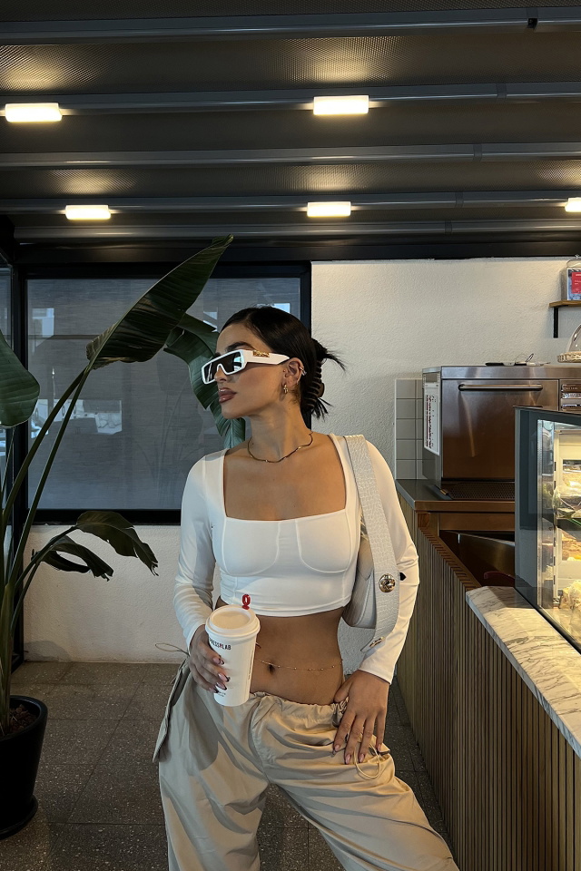 Beyaz Kare Yaka Crop Top ATE3268 - 4